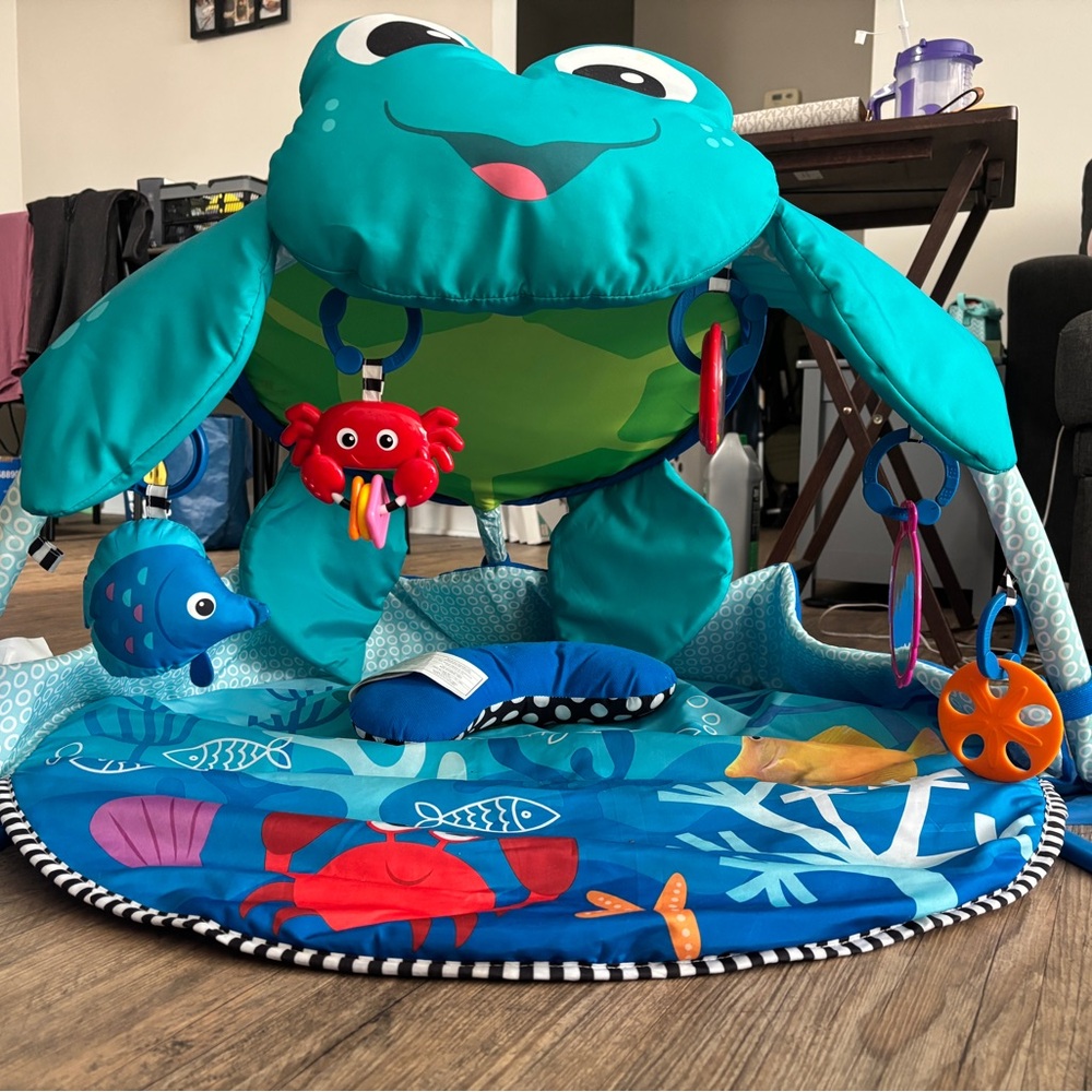 Blue Plush Frog Learning Toy with Soft Texture